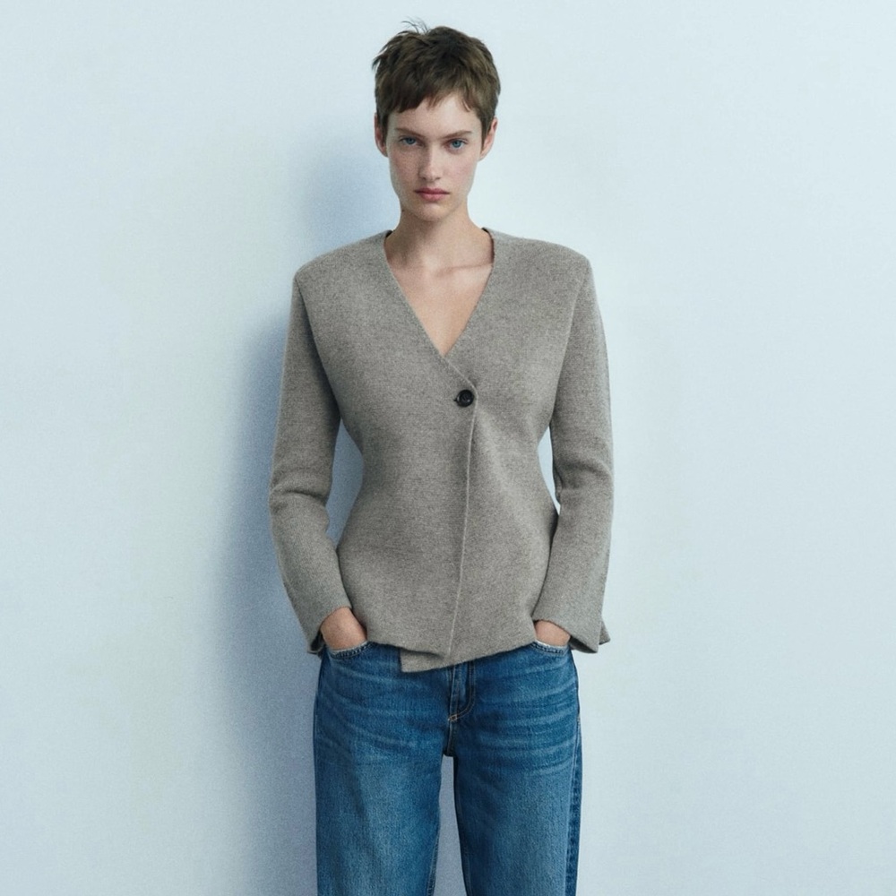 ZARA Wool Peplum Knit Blazer